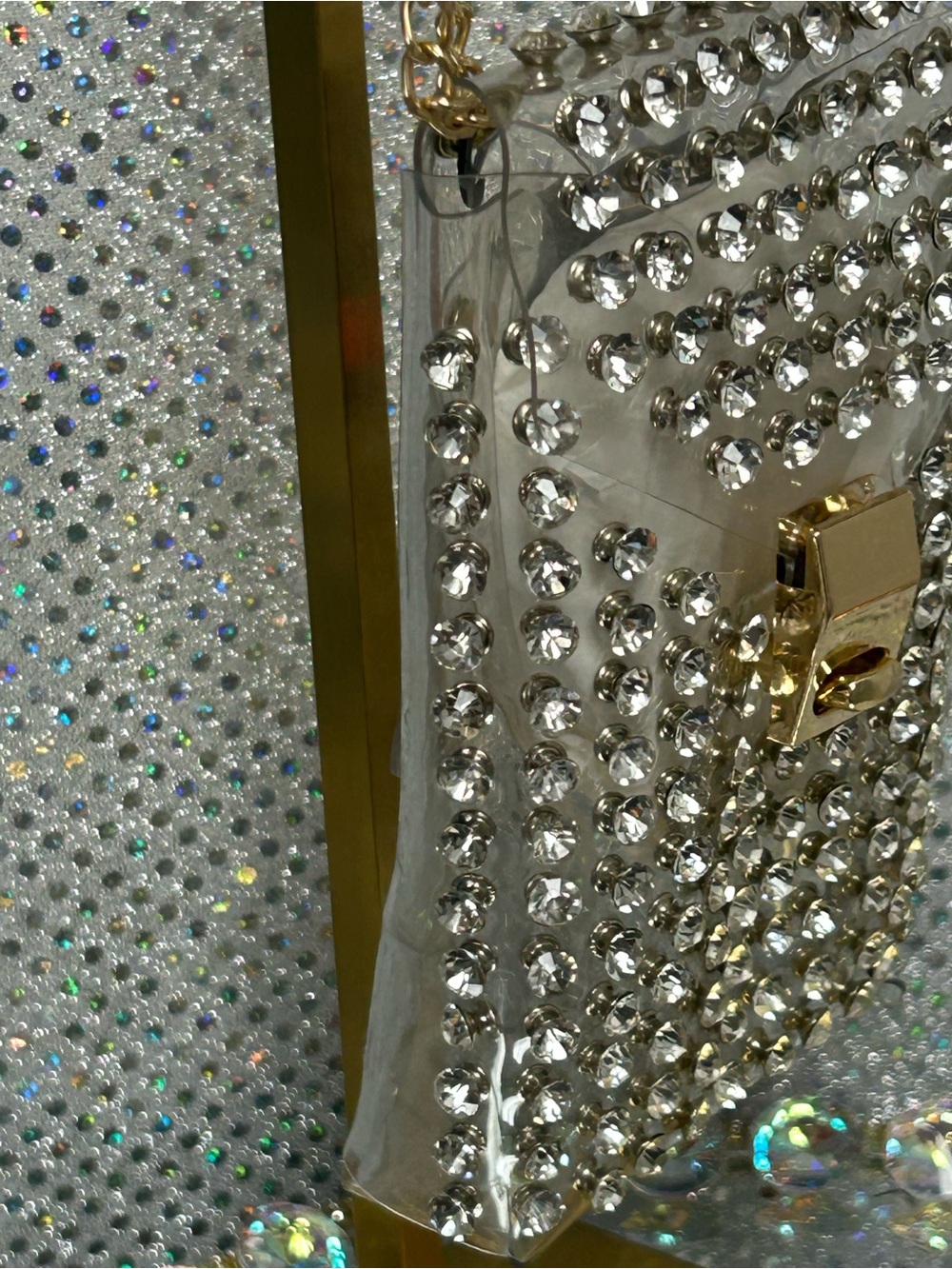 Nicole Clear Crystal-Studded Phone Crossbody Bag & a Clear Belt Approx. 4.5 x 7 - Picture 7 of 10